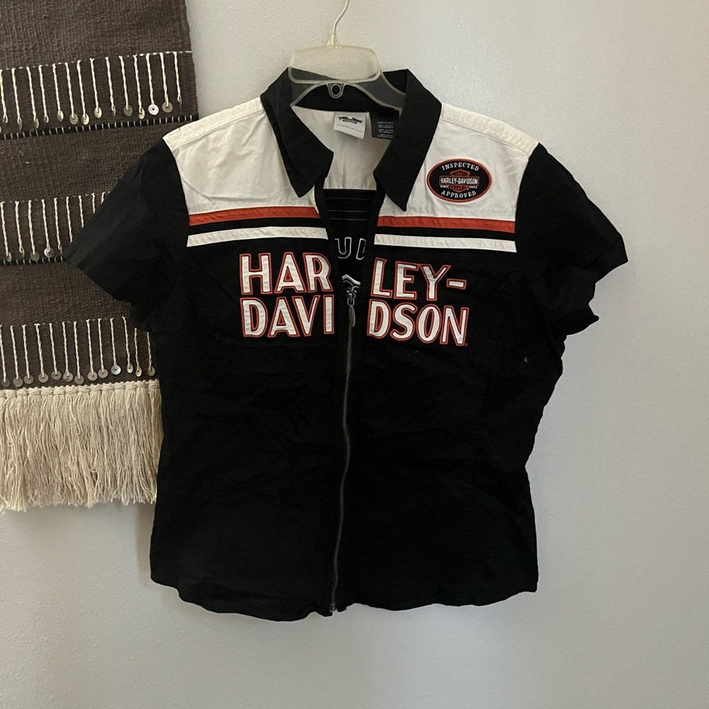 Harley-Davidson Black and White Short-Sleeve Jacket women’s XL